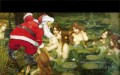 Weihnachtsmann und Feen in einem See Originale Engel